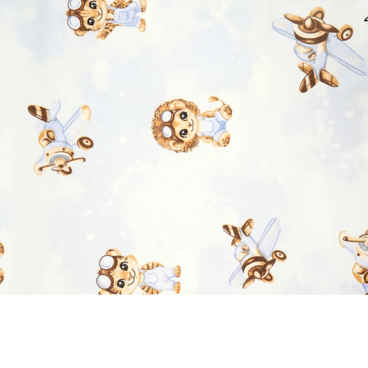Tissu coton Motif animaux et avions