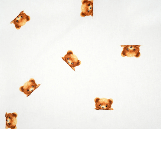Coupon de Tissu coton Motif famille oursons - 40cm x 50cm