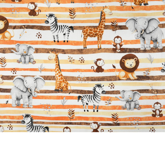 Coupon de Tissu coton Motif safari orange - 40cm x 50cm