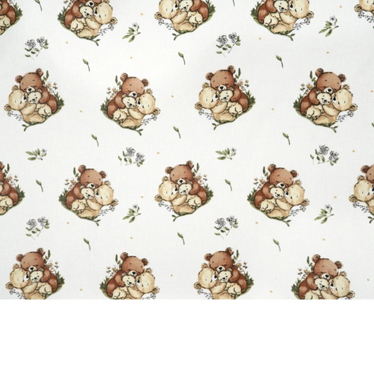 Tissu coton Motif famille d'oursons