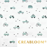 Tissu Coton Motif Voitures Couleur Sauge