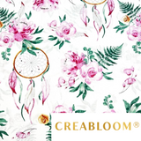 Tissu Coton Motif Attrape Rêves Et Fleurs