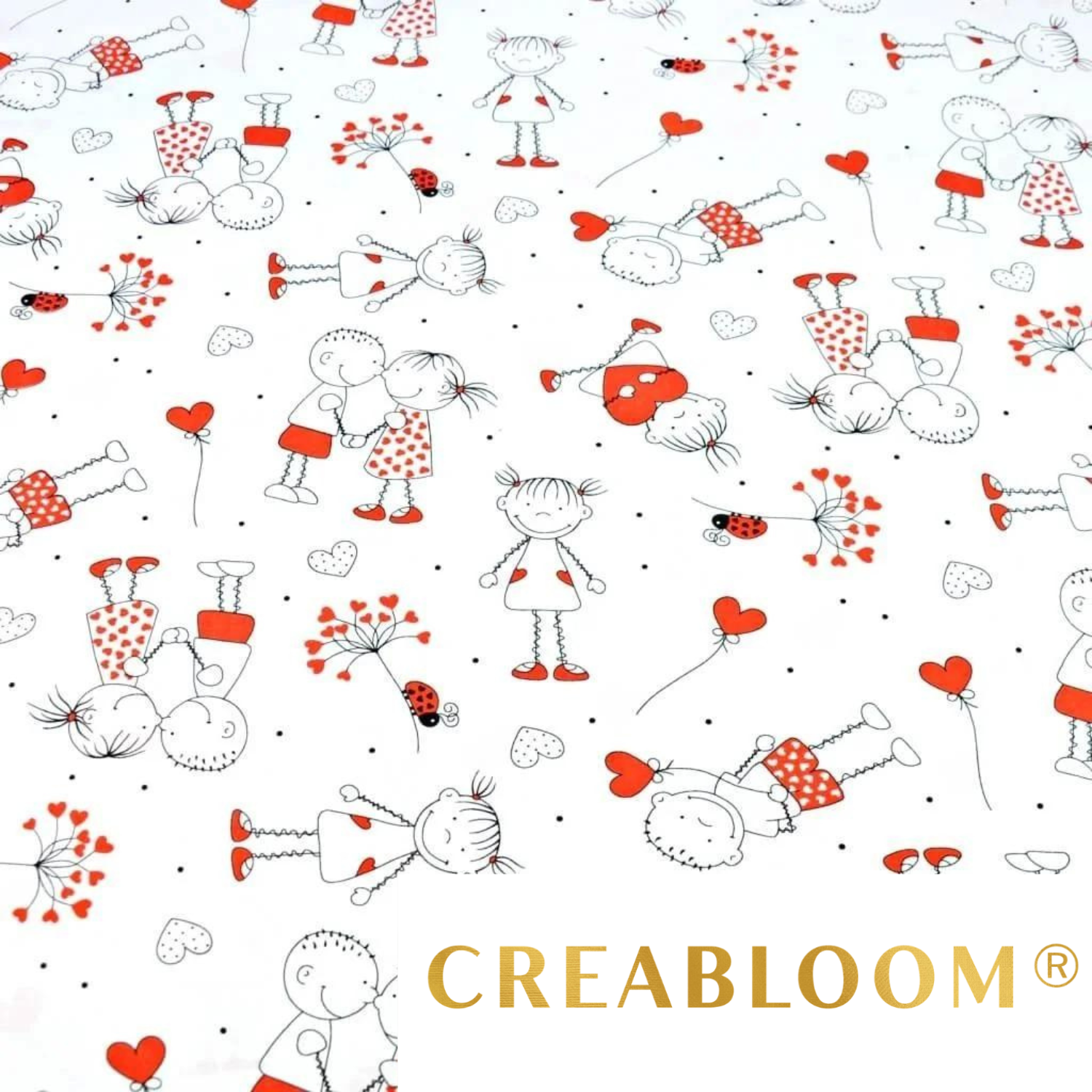 Tissu Coton Motif Amoureux