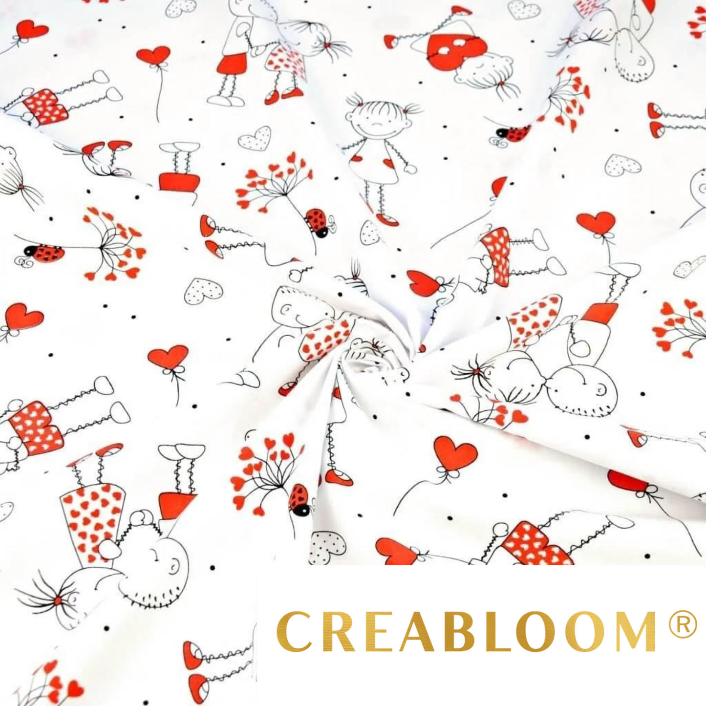 Tissu Coton Motif Amoureux