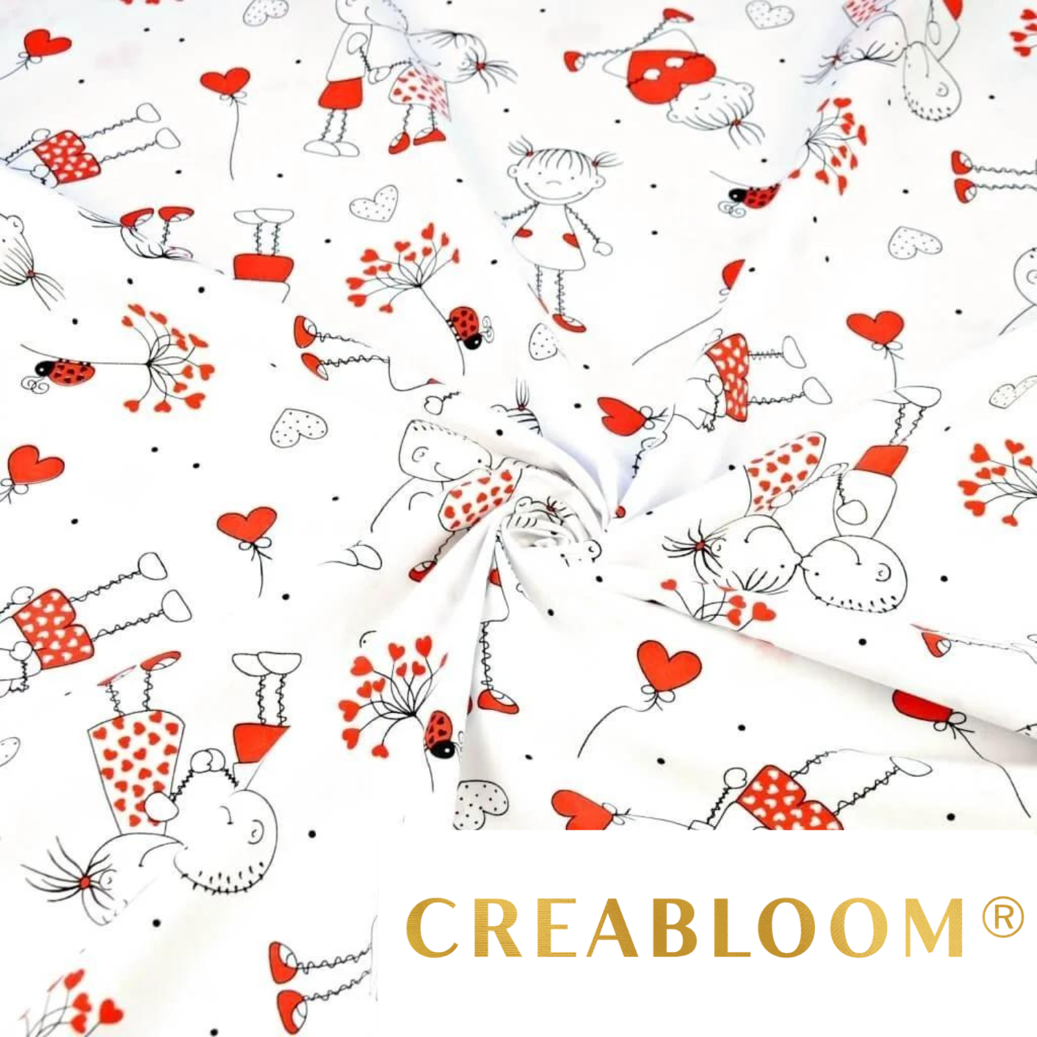 Tissu Coton Motif Amoureux