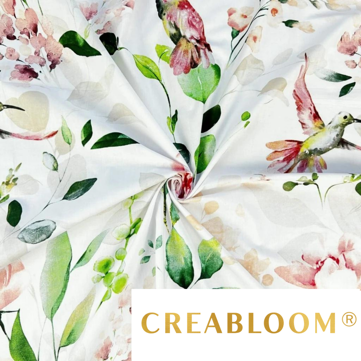 Tissu Coton Motif Fleurs Et Oiseaux