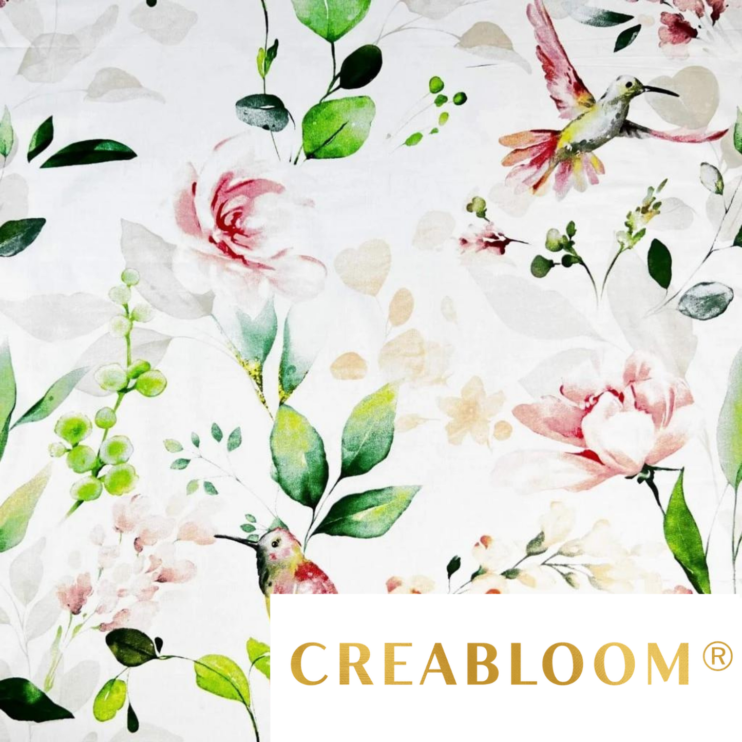 Tissu Coton Motif Fleurs Et Oiseaux