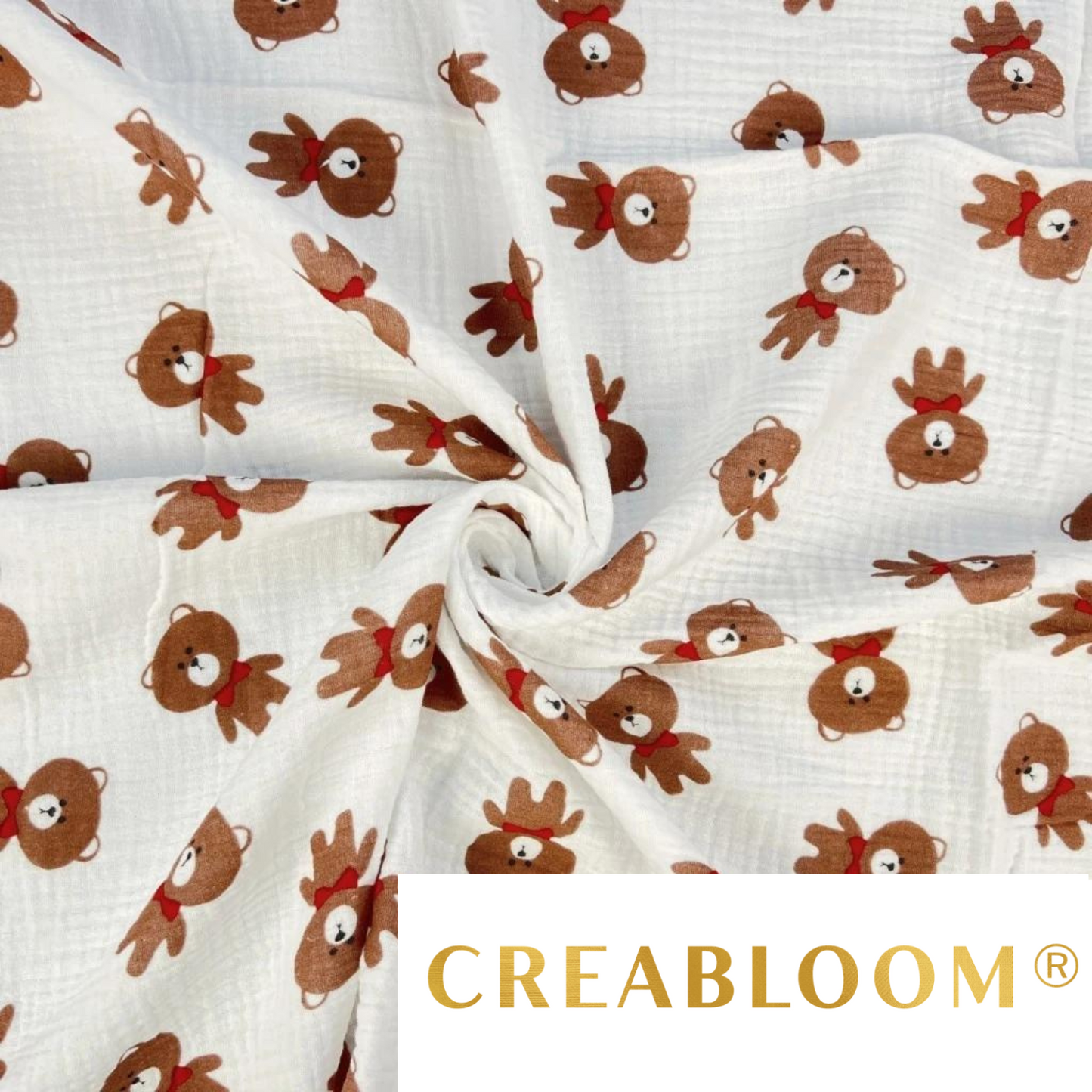 Tissu Double Gaze Imprimé Oursons