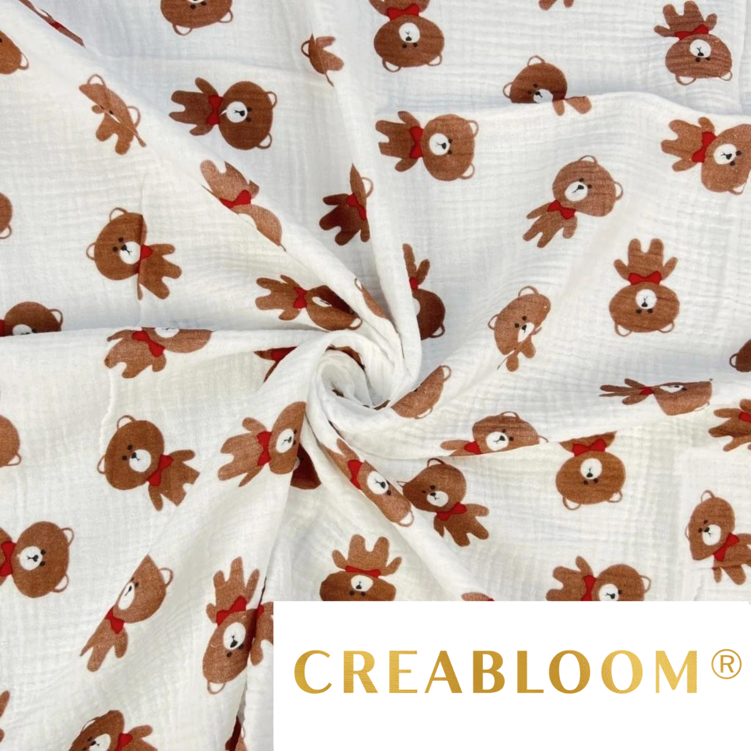 Tissu Double Gaze Imprimé Oursons