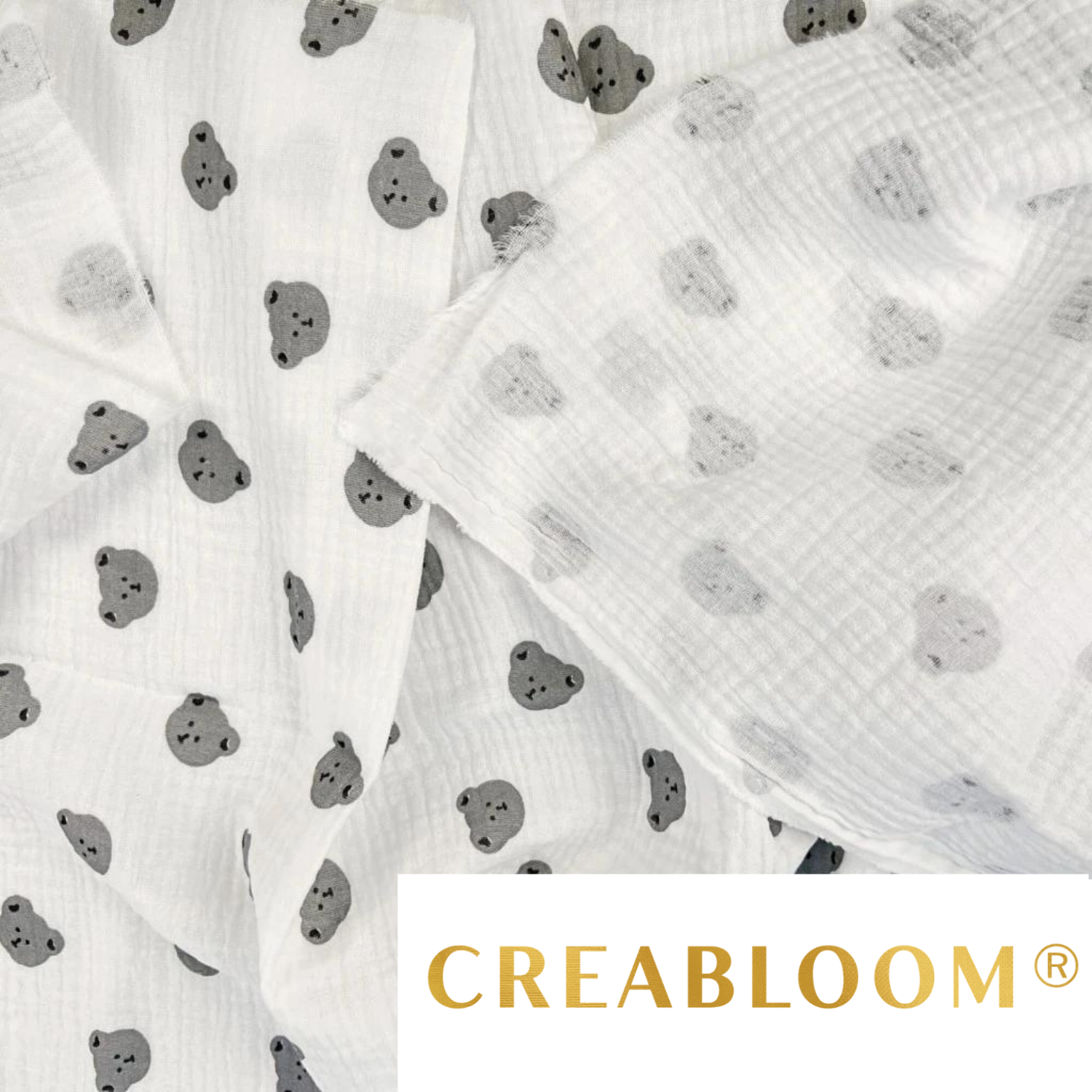 Tissu Double Gaze Imprimé Oursons