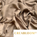 Tissu Double Gaze Marron Clair Avec Étoiles Dorées