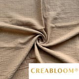 Tissu Double Gaze Marron Clair Avec Petits Points Dorées