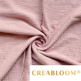 Tissu Double Gaze Rose Avec Petits Points Dorés