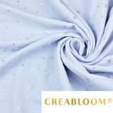 Tissu Double Gaze Bleu Avec Étoiles Argentées