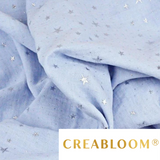 Tissu Double Gaze Bleu Avec Étoiles Argentées