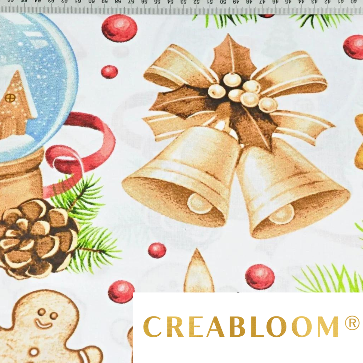 Tissu Coton Motif Noël Fond Blanc