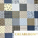 Tissu Flanelle Imprimé Patchwork Fleurs Bleu Et Beige