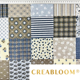 Tissu Flanelle Imprimé Patchwork Fleurs Bleu Et Beige