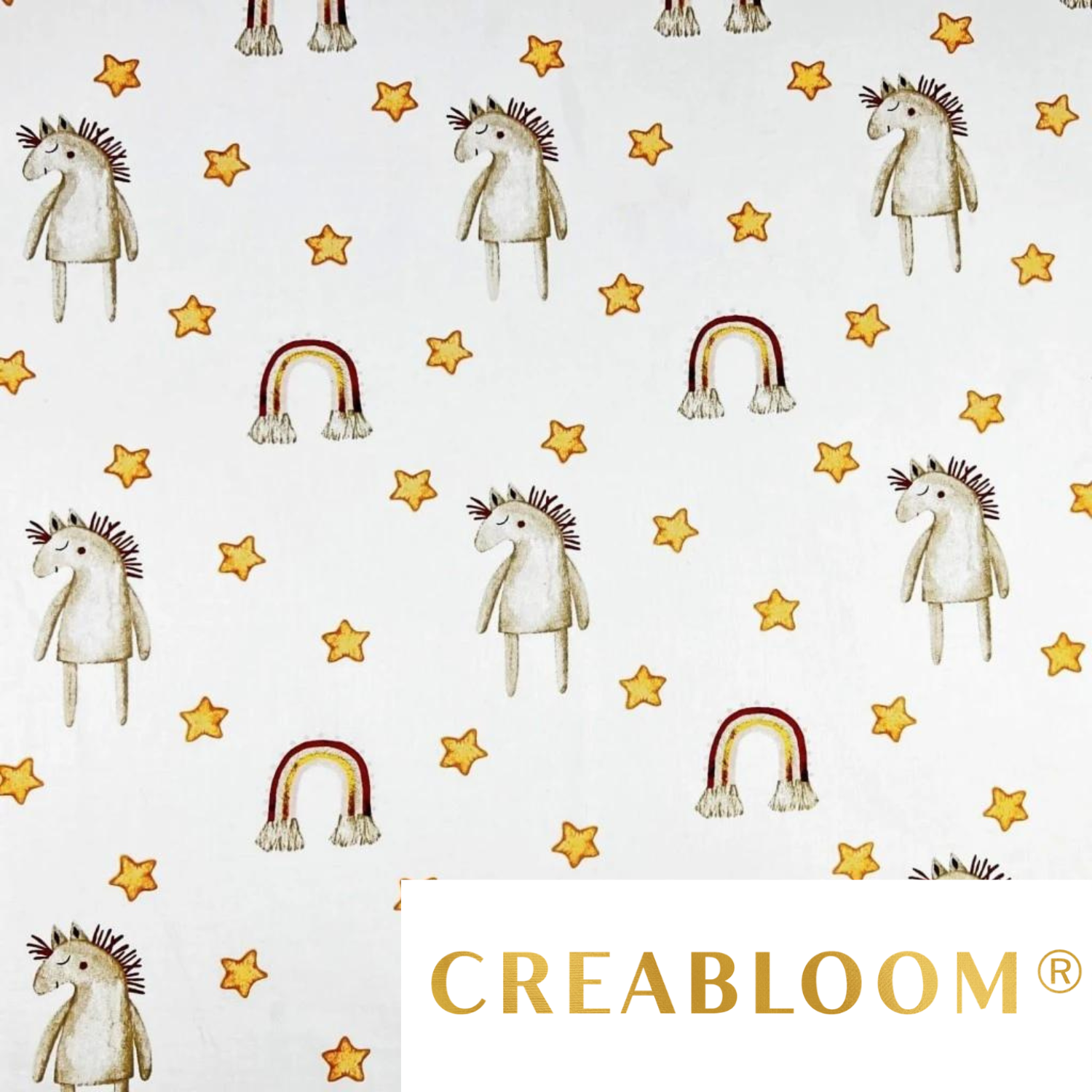 Tissu Coton Motif Chevaux