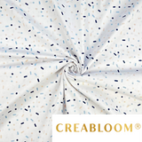 Tissu coton imprimé confettis - bleu et abricot