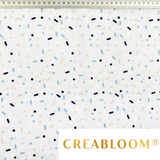 Tissu coton imprimé confettis - bleu et abricot