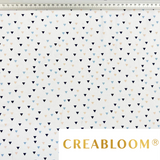 Tissu coton Motif mini triangles - bleu et abricot