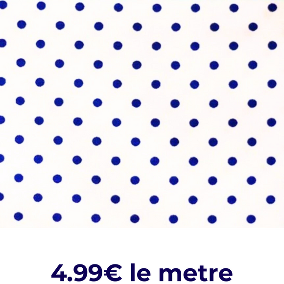 Tissu Coton Motif À Pois De 4Mm Bleu Marine Fond Blanc