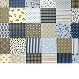 Tissu Flanelle Imprimé Patchwork Fleurs Bleu Et Beige