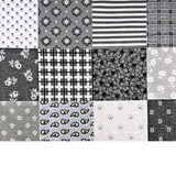 Tissu Flanelle Imprimé Patchwork Fleurs Gris Et Bleu
