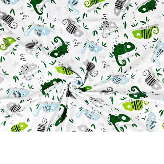 Tissu Flanelle Imprimé Caméléons