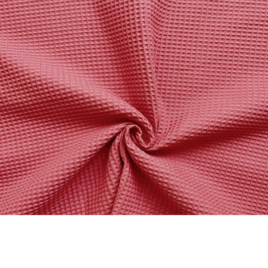 Tissu Nid Dabeille - Piqué Gaufré Rose Marsala