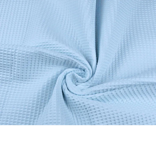 Tissu Nid Dabeille - Piqué Gaufré Bleu Clair