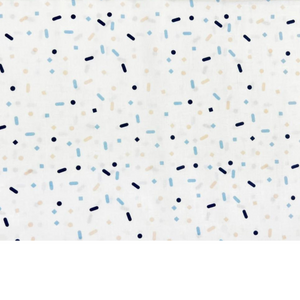 Tissu coton imprimé confettis - bleu et abricot