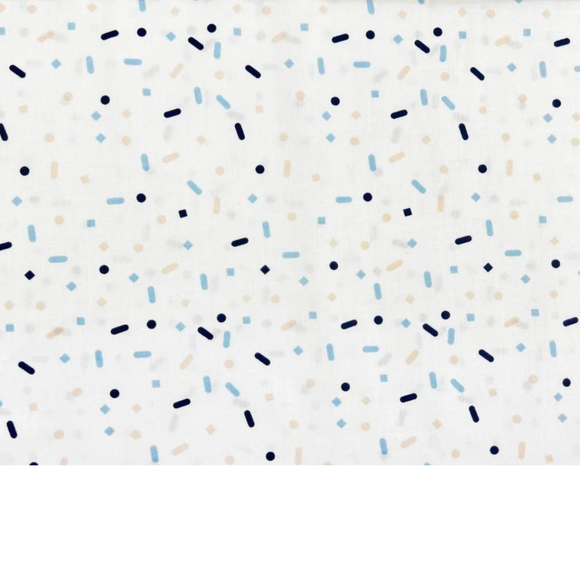 Tissu coton imprimé confettis - bleu et abricot