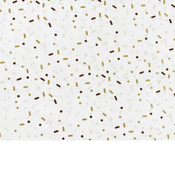 Tissu coton imprimé confettis - beige et marron