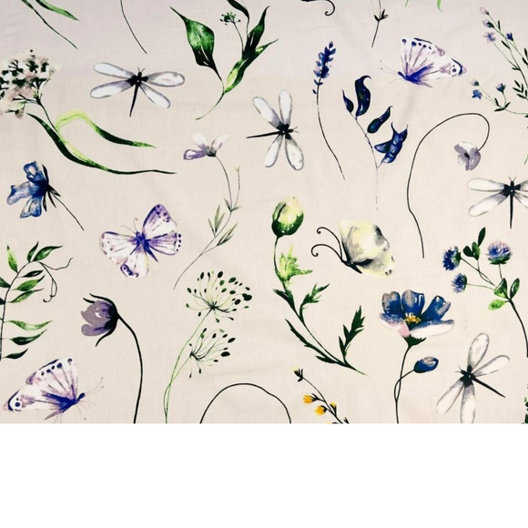Tissu coton imprimé fleurs et papillons