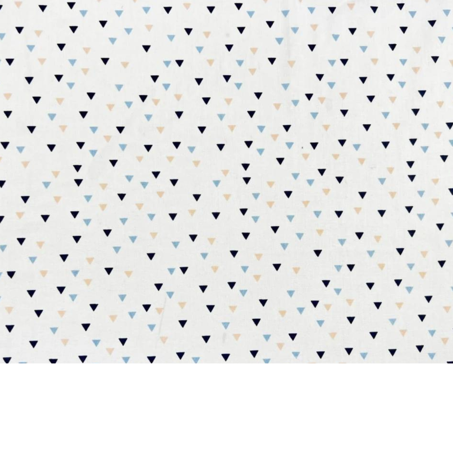 Tissu Coton Motif Mini Triangles - Bleu Et Abricot