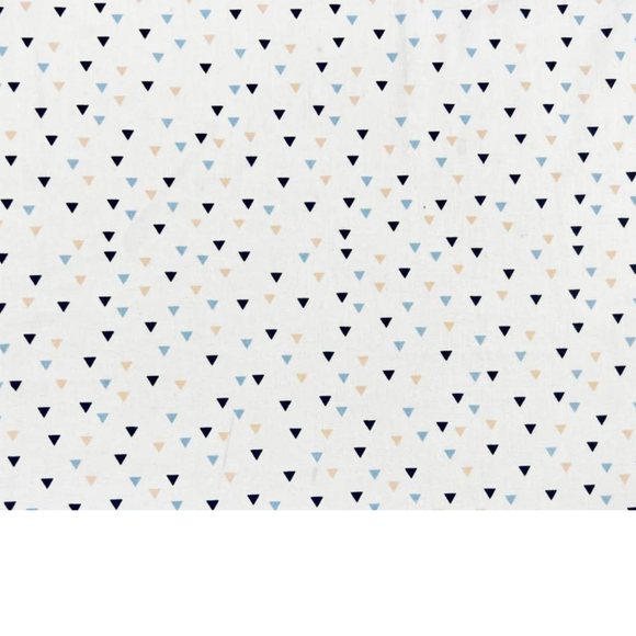 Tissu coton Motif mini triangles - bleu et abricot