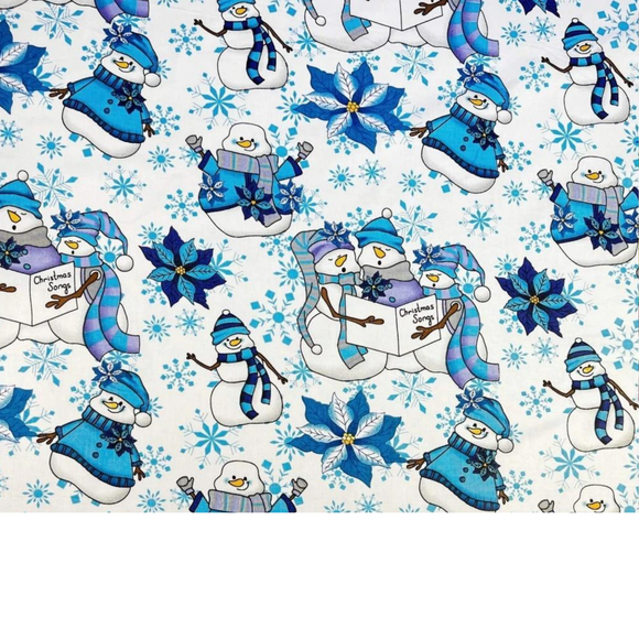 Tissu coton Motif Bonhomme de neige - Noël