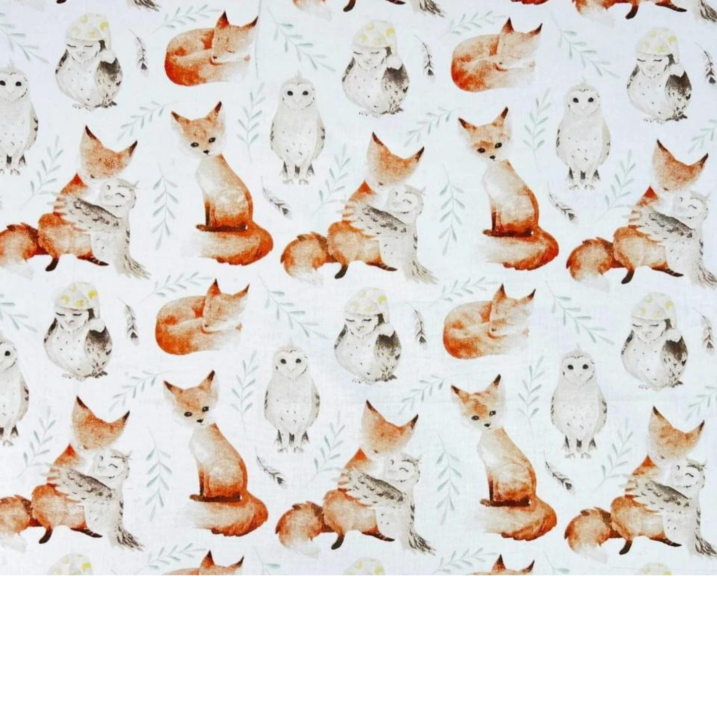 Tissu Coton Motif Renards Et Chouettes