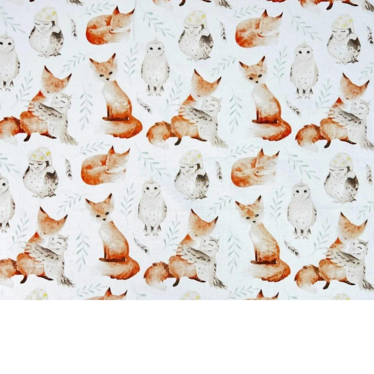 Tissu Coton Motif Renards Et Chouettes