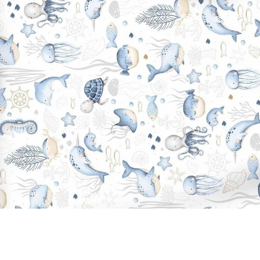Tissu Coton Motif Océan