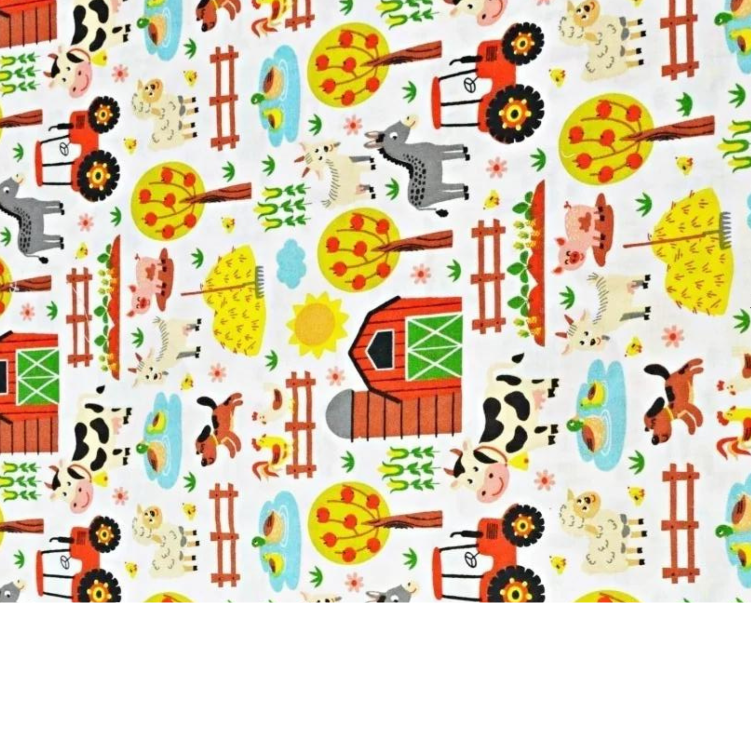 Tissu Coton Motif Animaux De La Ferme