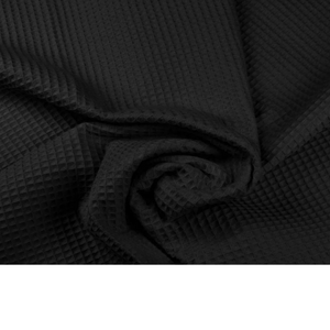 Tissu Nid d'abeille - Piqué Gaufré noir