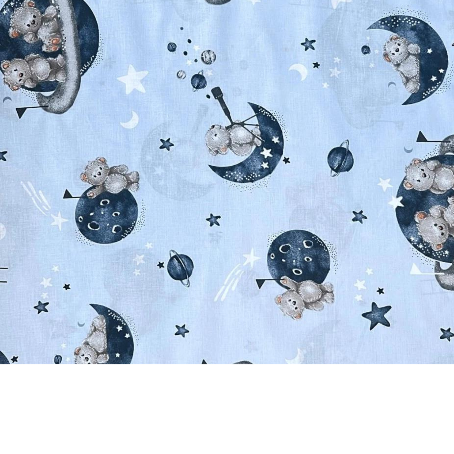 Tissu Coton Motif Oursons Et Planètes