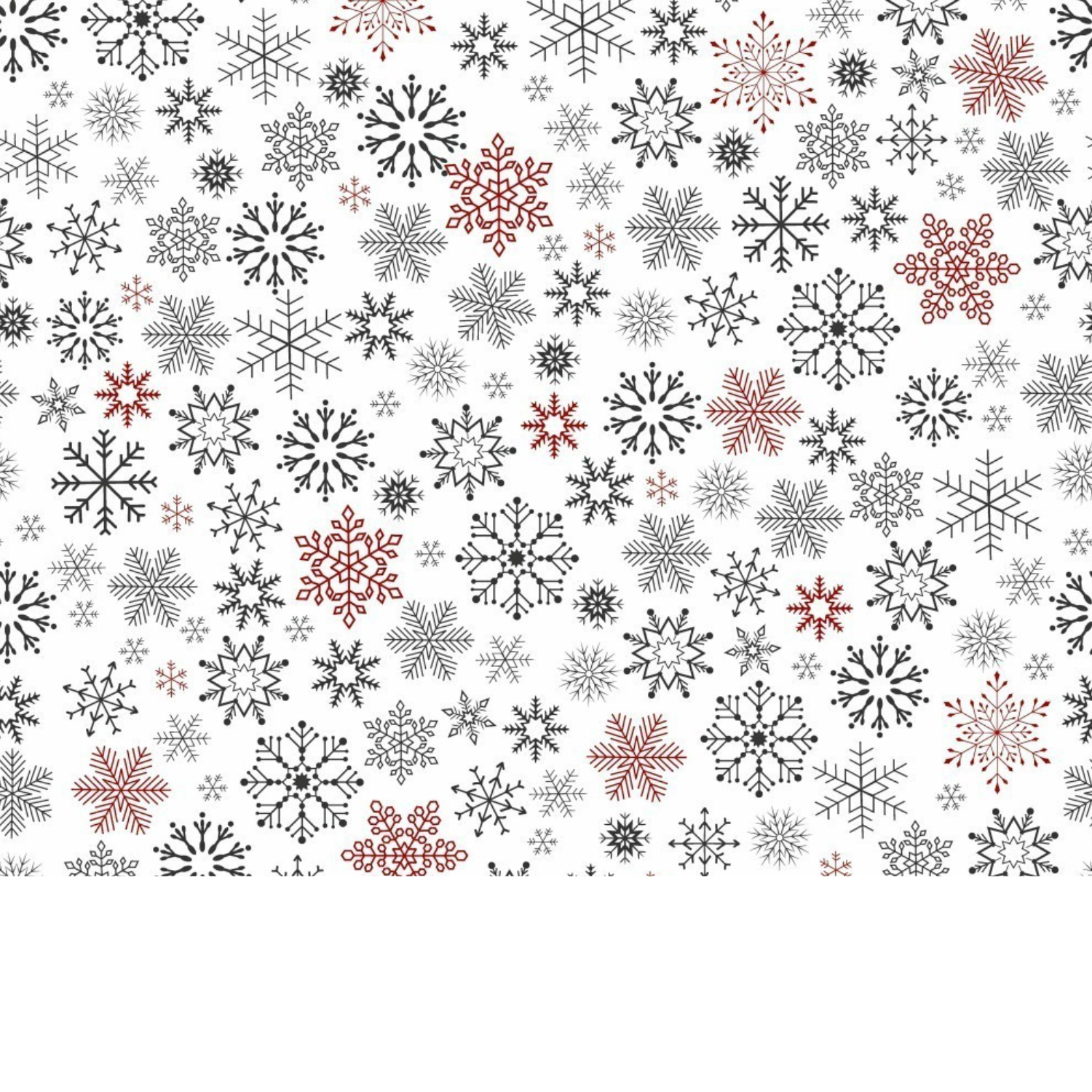 Tissu Coton Motif Flocons De Neige Rouge Et Gris