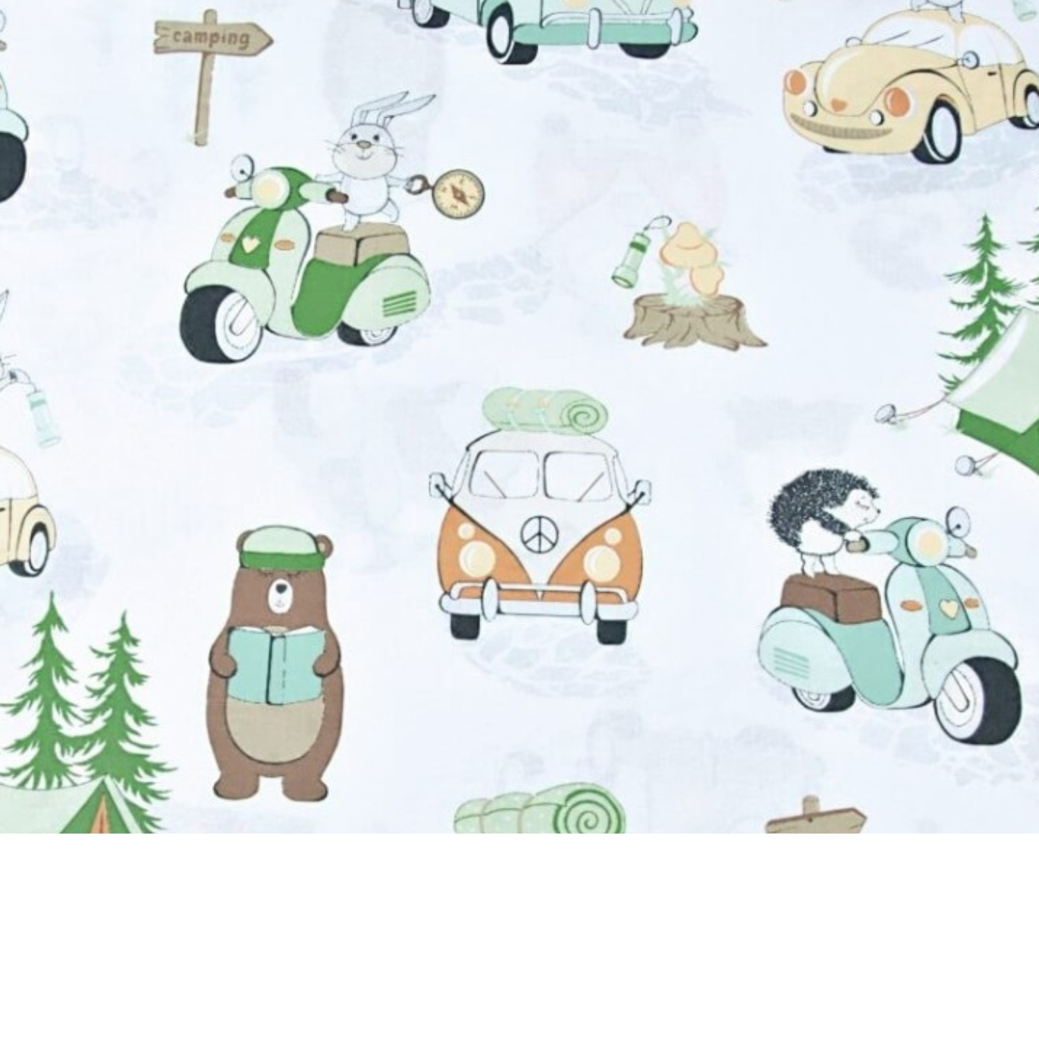 Tissu Coton Motif Animaux Camping