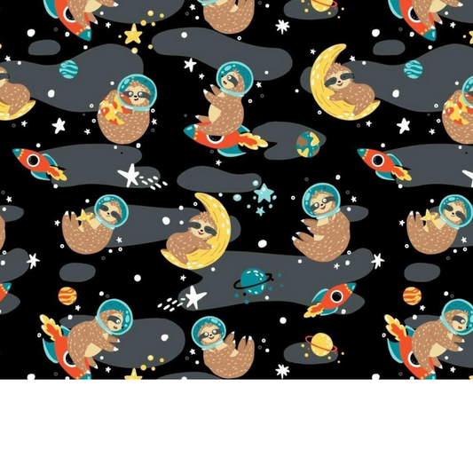 Tissu Coton Motif Paresseux Dans L’espace