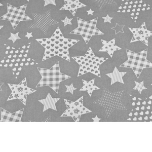 Tissu coton Motif étoiles gris et blanc