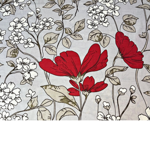 Tissu coton imprimé grandes fleurs fond gris